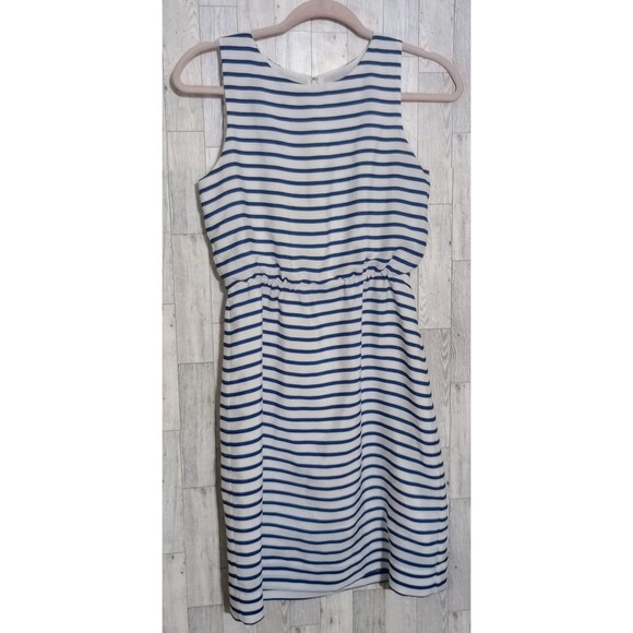 J. Crew Dresses & Skirts - J.Crew Dress Striped Lined Sleeveless Breton Stripes Nautical Blue White Size 0